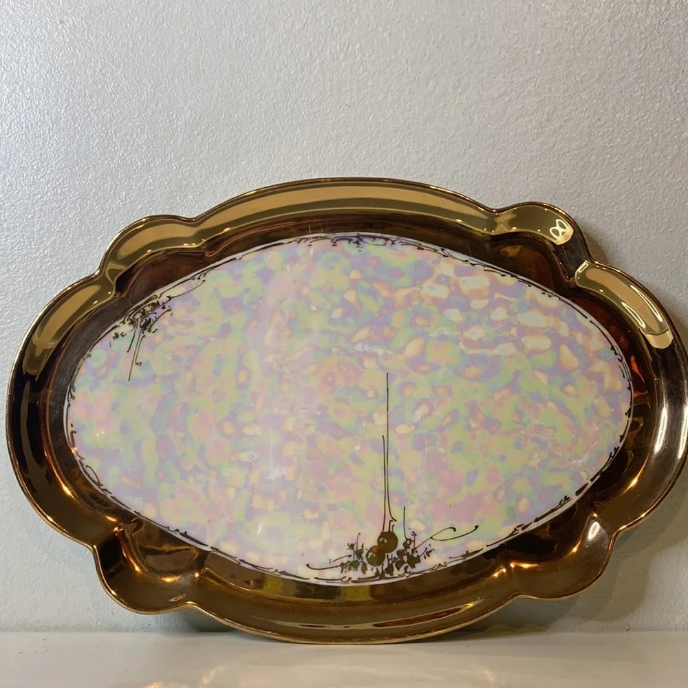 Vintage Bavaria Fine China, Iridescent Lusterware, Platter & Bowl Set 1920’s